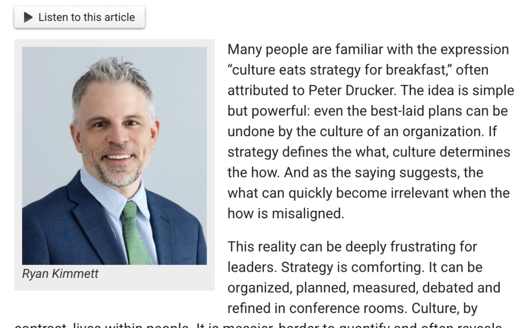 Strategy Sets the Destination, Culture Determines the Journey