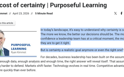 The Cost of Certainty | Purposeful Learning