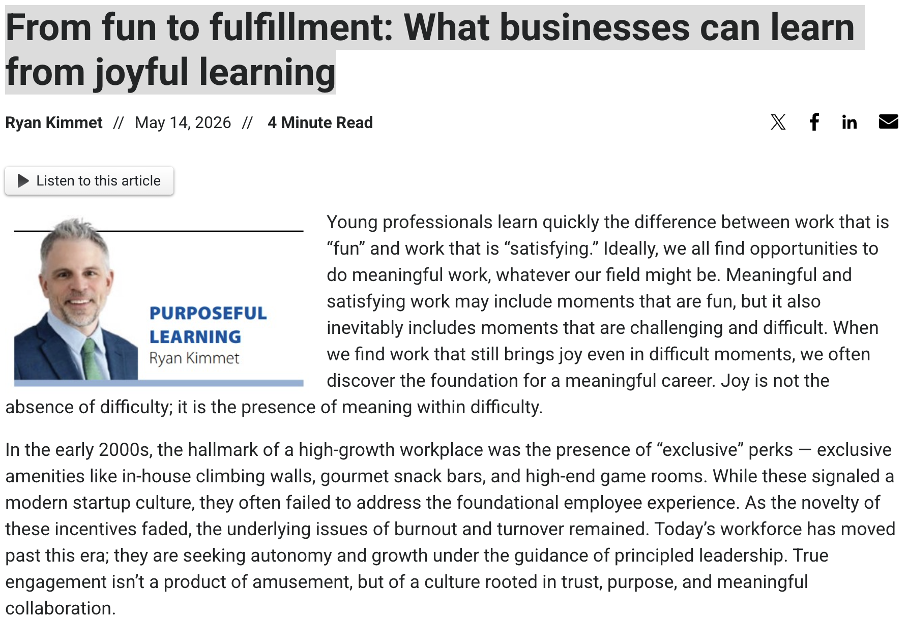 Dr. Kimmet in the RBJ: From fun to fulfillment: What businesses can learn from joyful learning